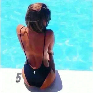 SUNNY Co Famous PAMELA ANDERSON  Sunny Backless One-Piece Swimsuit in Red Sz. L
